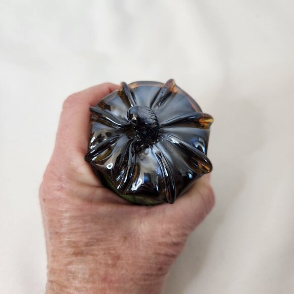 Hand-Blown Glass Acorn-Shaped Ornament Paperweight Green & Brown Speckled Finish - Picture 4 of 8